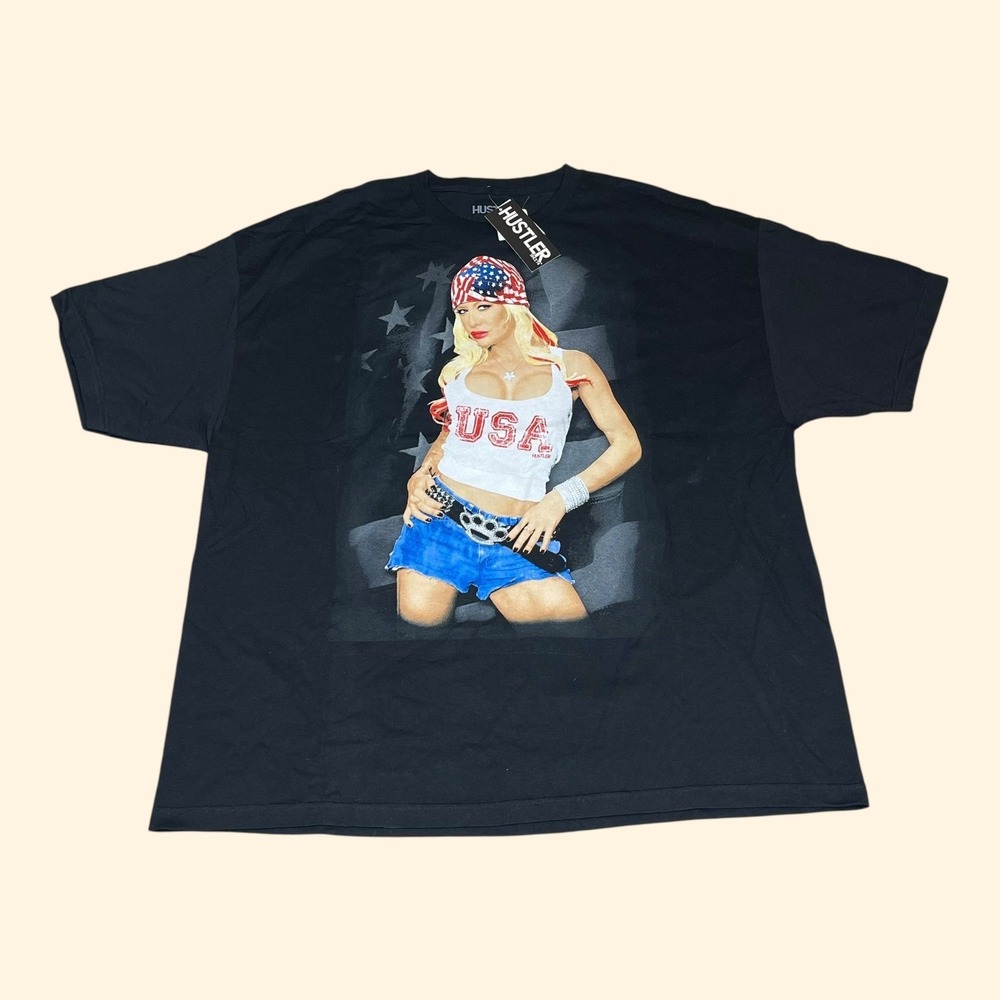 NEW Vintage Y2K Hustler Mens Black USA Damn Proud Sexy Girl Graphic T-Shirt 3XL - Picture 2 of 7